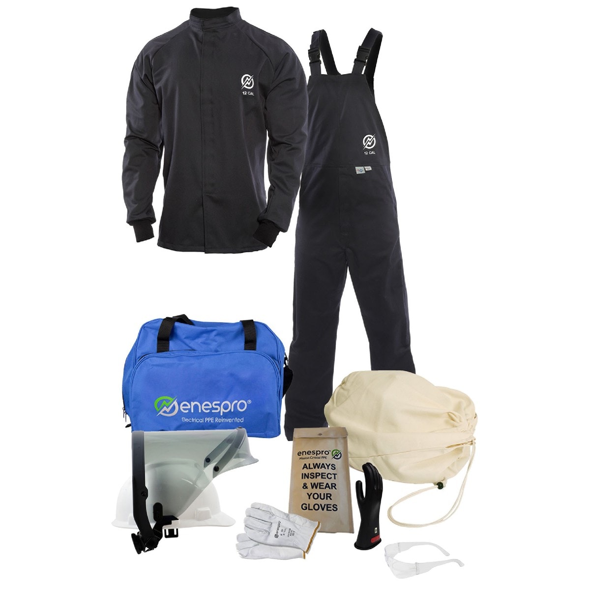 Enespro 12 Cal Short Coat and Bibs Arc Flash Kit in Navy